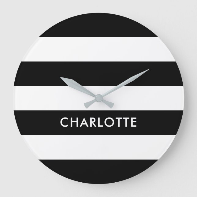 Personlig Elegant Luxury Black and white rand Stor Klocka (Framsida)