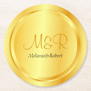 Personlig Elegant mall Faux Guld Modern Underlägg Papper Rund