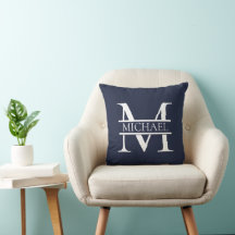 Personlig Elegant, marinblått monogram och Namn