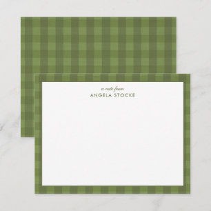 Personlig Elegant Minimal Border Grön Rutig Anteckningskort