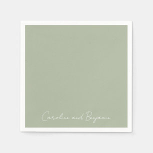 Personlig Elegant Minimalistisk Bröllop Jade Grön Pappersservett