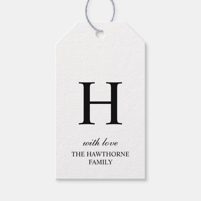 Personlig Elegant Minimalistisk Monogram Presentetikett (Framsidan)