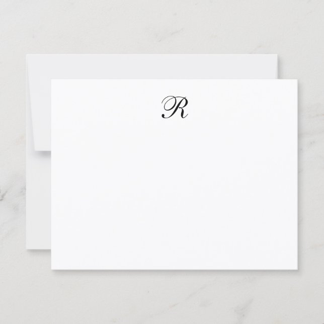Personlig Elegant Minimalistisk Skriptmonogram Anteckningskort (Framsida)
