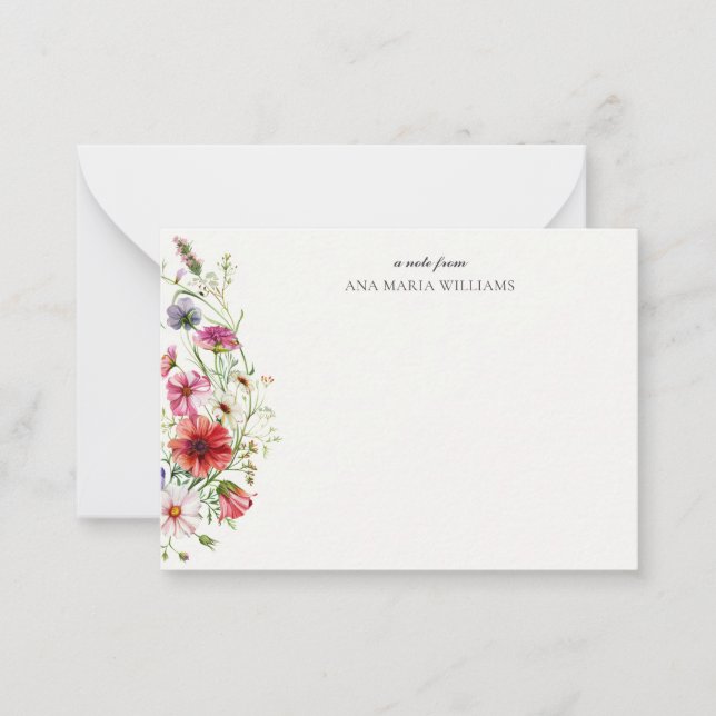 Personlig Elegant Modern Blommigt Note Card Anteckningskort (Framsida)