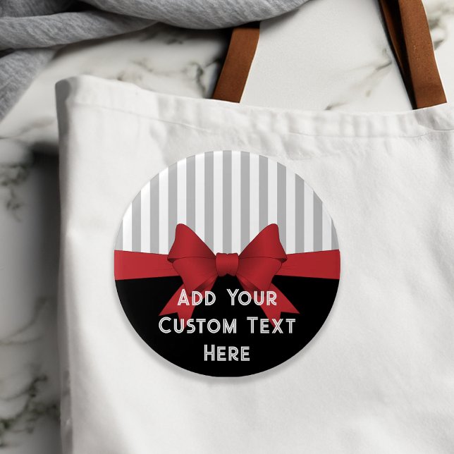 Personlig Elegant Modern Red Ribbon och Rand Knapp (Skapare uppladdad)