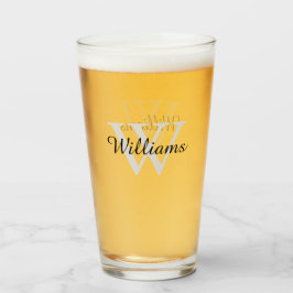 Personlig Elegant Monogram Initial Namn Pint Glaskopp