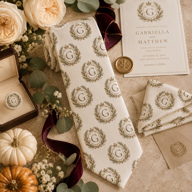 Personlig Elegant Monogram Lövsmycke Slips (Skapare uppladdad)