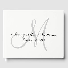 Personlig Elegant Monogram med Photo Bröllop Gästböcker