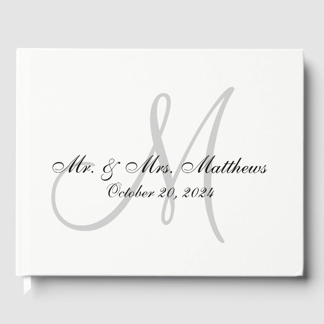 Personlig Elegant Monogram med Photo Bröllop Gästböcker (Framsida)