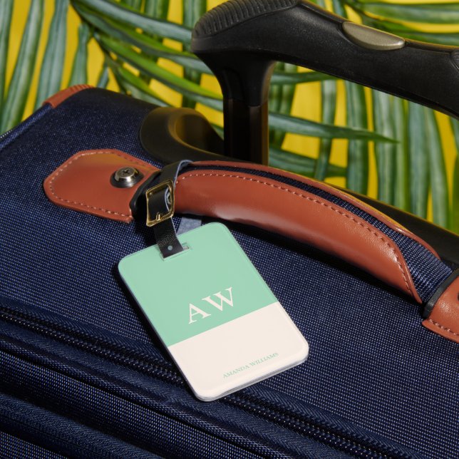 Personlig elegant monogram Mint Bagagebricka (Framsida Insitu 1)