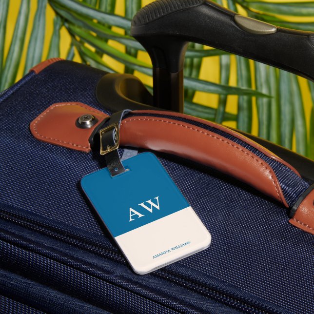 Personlig elegant monogram Ocean Bagagebricka (Framsida Insitu 1)