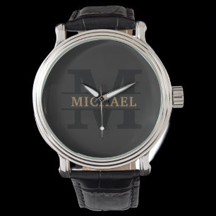 Personlig Elegant Monogram och Namn Armbandsur
