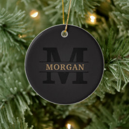 Personlig Elegant Monogram och Namn Julgransprydnad Keramik