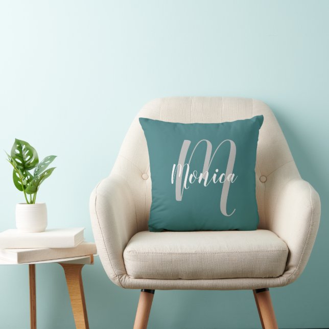 Personlig Elegant Monogram och Namn Kudde (Stol)