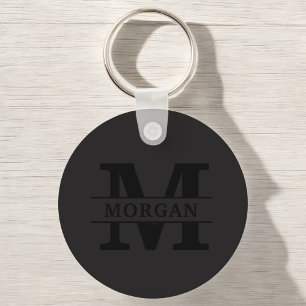 Personlig Elegant Monogram och Namn Nyckelring
