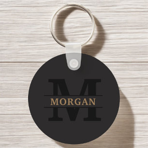 Personlig Elegant Monogram och Namn Nyckelring