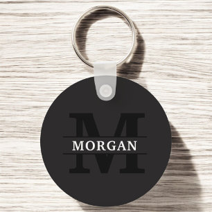 Personlig Elegant Monogram och Namn Nyckelring