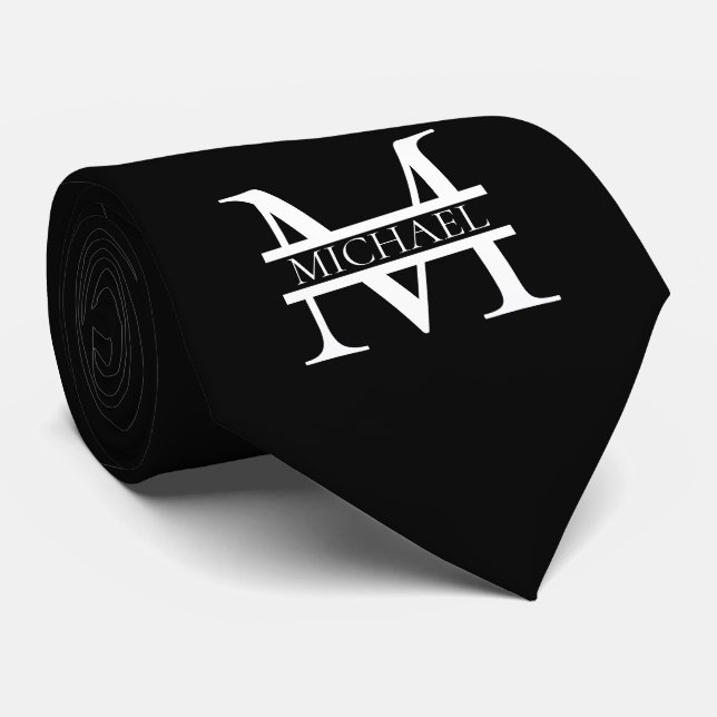 Personlig Elegant Monogram och Namn Slips (Rullad)