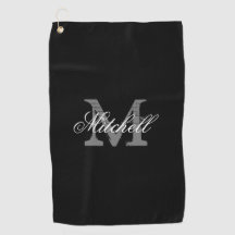 Personlig elegant monogram svart golfhandduk