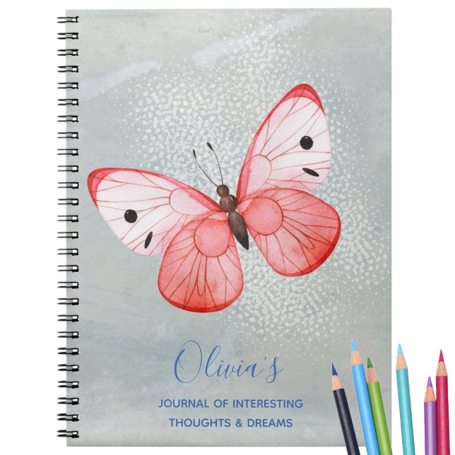 Personlig Elegant Monogrammed Journal Anteckningsbok (Pretty, Elegant Monogrammed Journal. Pink butterfly. Notes, sketching, writing and more. )