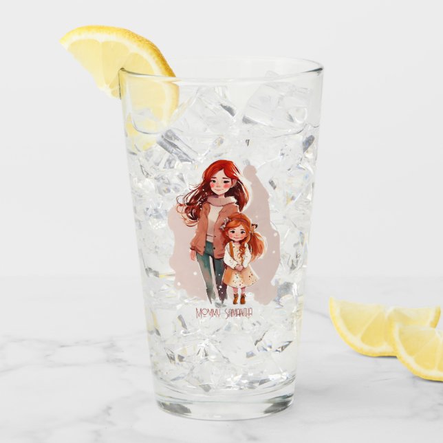 Personlig Elegant Mor och dotter Glaskopp (Framsida Ice)