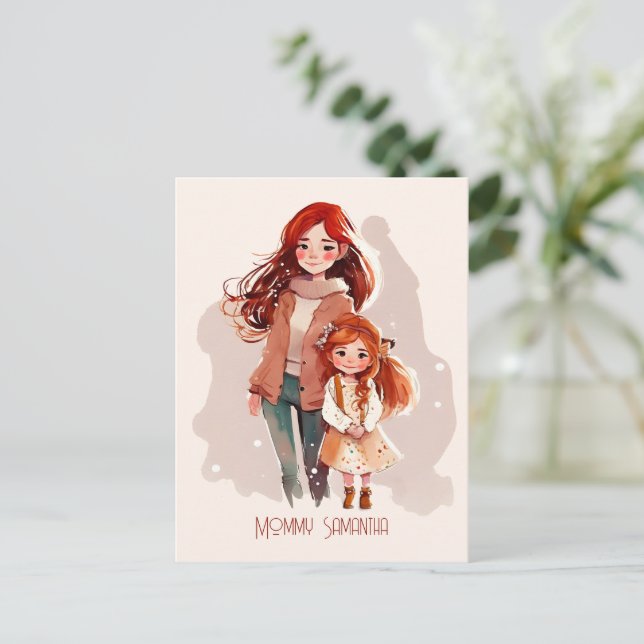Personlig Elegant Mor Och Dotter Vykort (Stående Fram)
