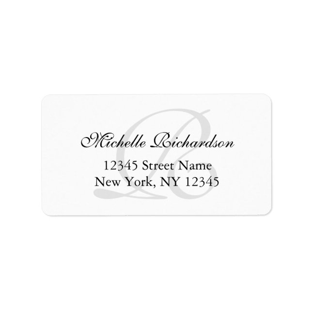 Personlig elegant namn monogram adressetiketter (Framsidan)