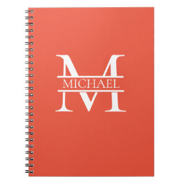 Personlig Elegant Orange Monogram och Namn Anteckningsbok