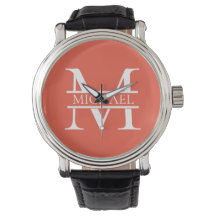 Personlig Elegant Orange Monogram och Namn