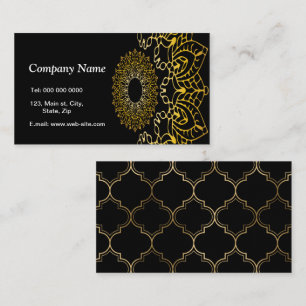 Personlig Elegant Oriental Chic Black och Guld Visitkort