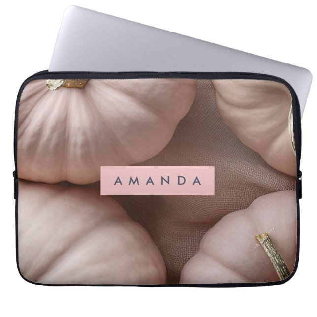 Personlig Elegant Pastel Pumpkin med Guld Stem Laptop Fodral (Framsidan)