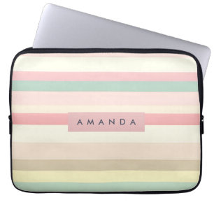 Personlig Elegant Pastellfärgad Macaron Randig Laptop Fodral