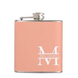 Personlig Elegant Peach Monogram och Namn Fickplunta