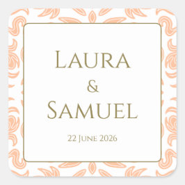 Personlig Elegant Peach Stickers Fyrkantigt Klistermärke