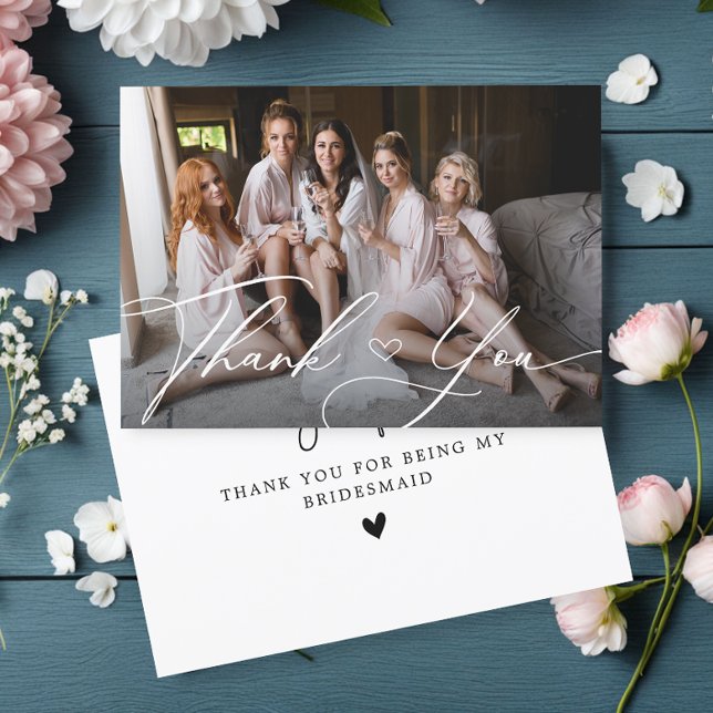 Personlig Elegant Photo Bridesmaid Tack Kort (Skapare uppladdad)