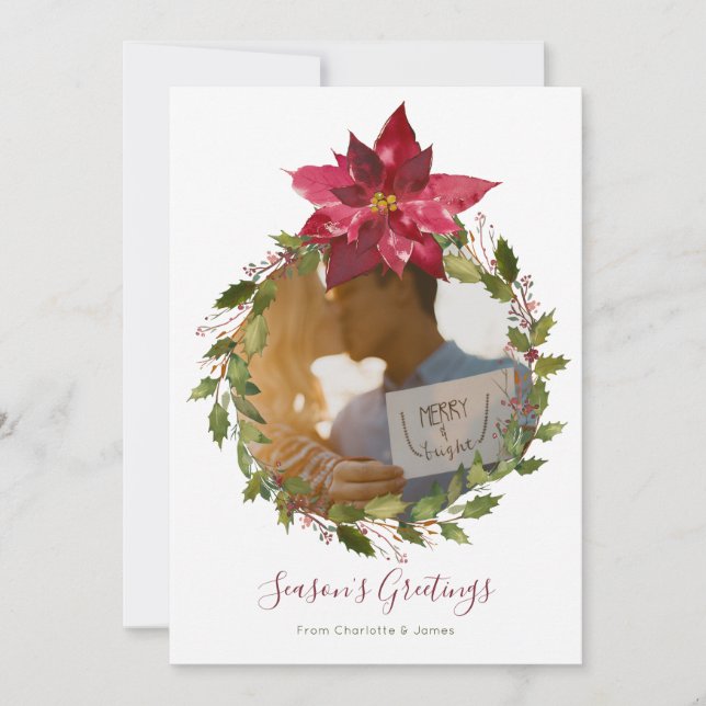 Personlig Elegant Poinsettia God jul Julkort (Framsida)