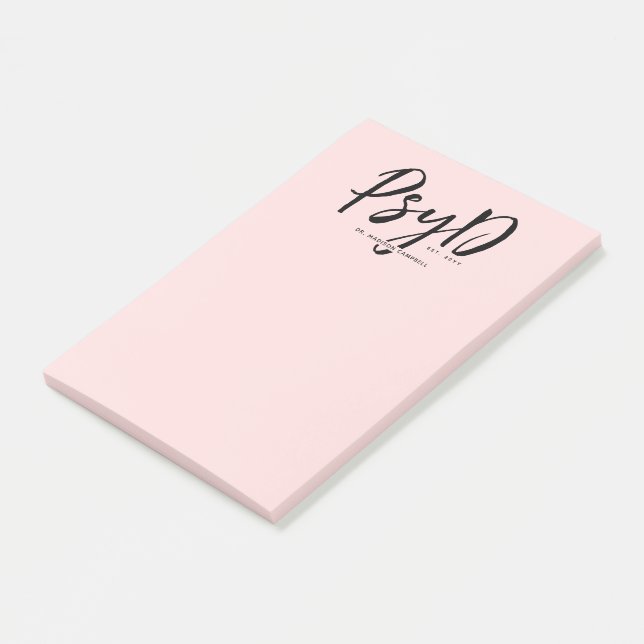 Personlig Elegant PsyD Doktor of Psychology Post-it Block (Vinklad)