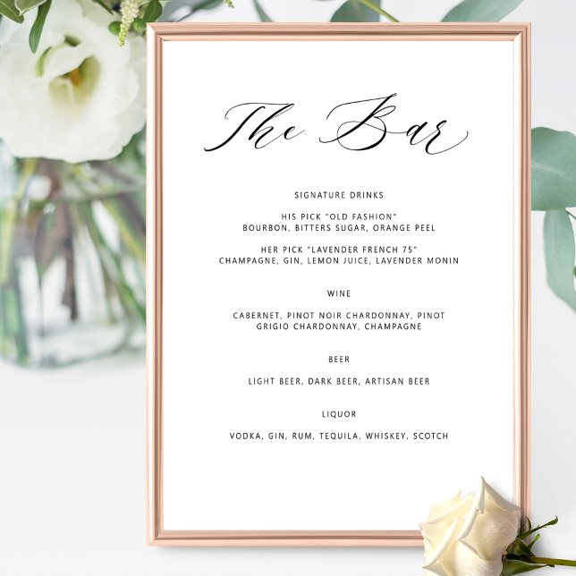 Personlig Elegant Pub Menu Bröllop Drinks Sign Poster (Skapare uppladdad)