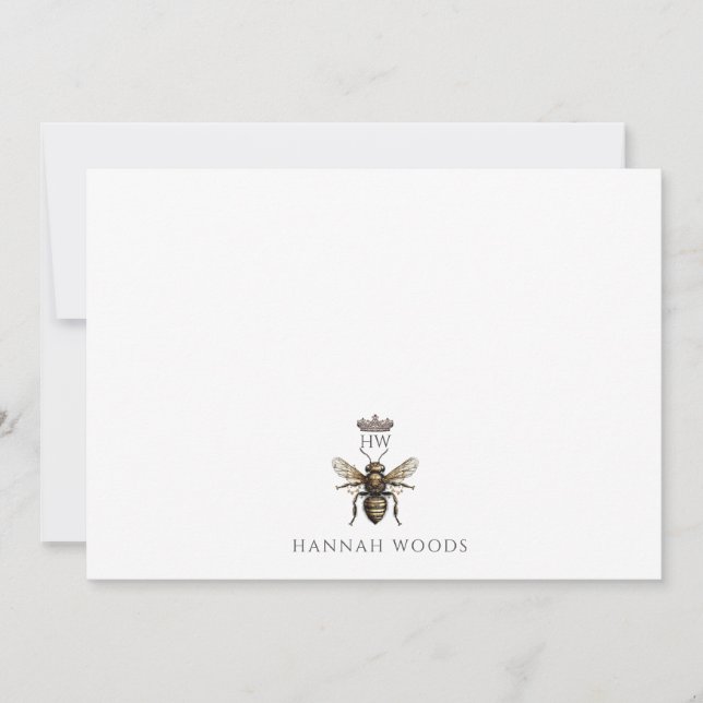 Personlig Elegant Queen Bee Krona Logotyp Anteckningskort (Framsida)