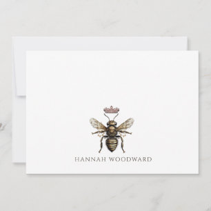Personlig Elegant Queen Bee Krona Logotyp Anteckningskort