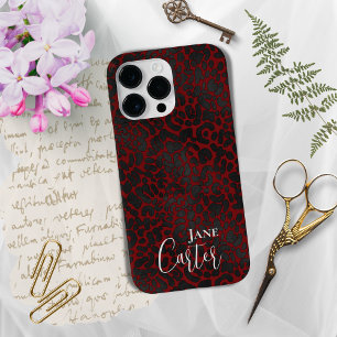 Personlig Elegant Red Black Leopard
