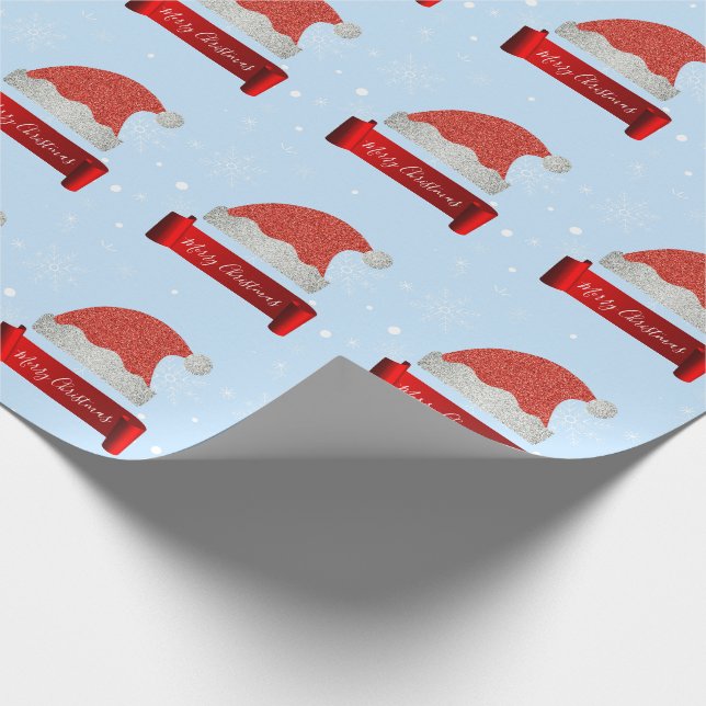 Personlig Elegant Red Glitter Santa Hat Presentpapper (Hörn)