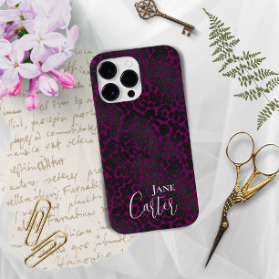 Personlig Elegant Rosa Black Leopard