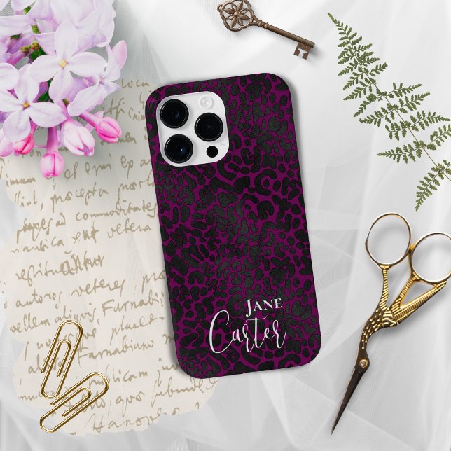 Personlig Elegant Rosa Black Leopard (Skapare uppladdad)