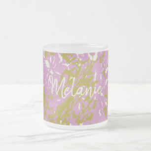 Personlig Elegant Rosa Botanisk Design Frostad Glasmugg
