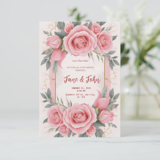 [Personlig] Elegant Rosa bröllopsinbjudan Inbjudningar