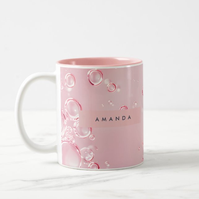 Personlig Elegant Rosa Bubbel Estetik Två-Tonad Mugg (Vänster)