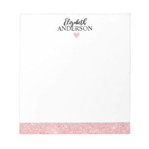 Personlig Elegant Rosa Glitter Anteckningsblock