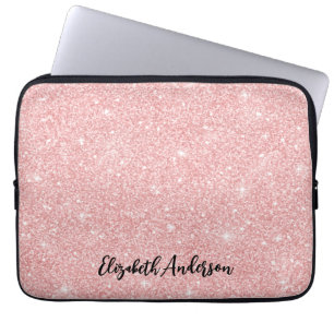 Personlig Elegant Rosa Glitter Laptop Fodral