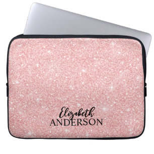 Personlig Elegant Rosa Glitter Laptop sleeve
